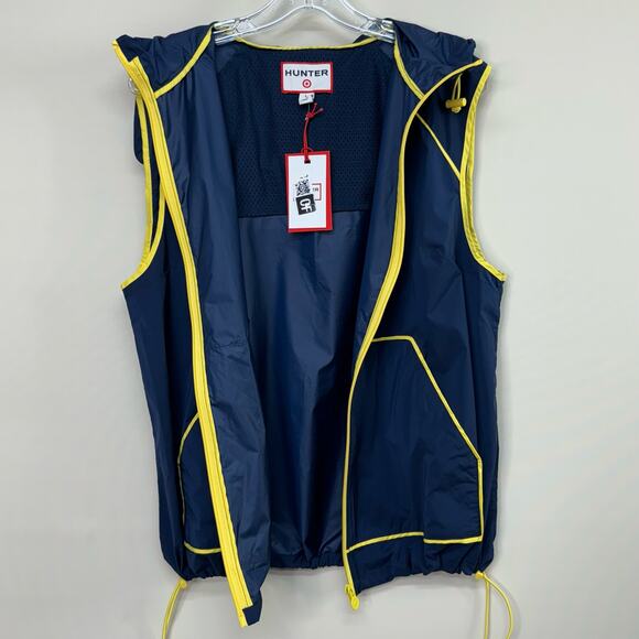 HUNTER x TARGET | Hooded Utility Windbreaker Vest Sleeveless Blue Large New - Picture 7 of 8